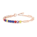 Rose gold paperclip tennis bracelet with multi-color zircon stones for women - 4mm Rose Gold Multi-color Stone