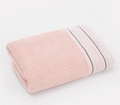 Serviette en coton épais rose tendre avec des rayures grises et blanches - Rose Loulan