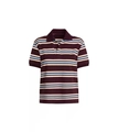 Burgundy and sky blue striped polo shirt with vintage contrast knit texture - S / Burgundy Striped