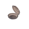Détail d'un pilulier rond gris foncé translucide ouvert avec 3 compartiments de voyage - Noir Translucide