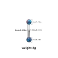 Detailed view of silver eyebrow piercing with 3mm blue starry head and size measurements - Starry Ball Curved Barbell (24042603-1) / Iridescent Starry Sky