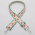 Adjustable wide Christmas bag strap with gold bells and red stars on white canvas - No. 610 Silver Hook