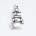 Macro shot of silver snowman alloy pendant with intricate winter scarf and hat details - Retro Silver Snowman
