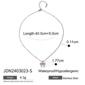 Stainless steel necklace with pink zircon bow pendant and adjustable silver chain - Silver / Pink Zirconia