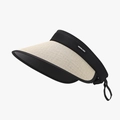 Visiera parasole pieghevole in paglia da donna con tesa larga in beige e nero contrasto - Regolabile / Beige