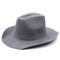 Detailed side view of a gray woven panama hat with a textured minimalist straw finish - M (56-58cm) / Gray