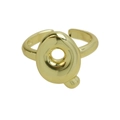 Polierter, 18k vergoldeter Bubble Q-Buchstabenring mit verstellbarem offenem Band - Buchstabe Q / Gold