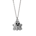 Detail of cute ghost pendant necklace with matte silver finish for Halloween jewelry - Silver Gray (A-1283)