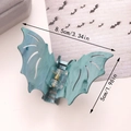 Teal marble bat hair claw clip for Halloween with 3.34in size dimensions display - Teal Marble