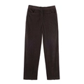 Women's dark brown corduroy straight-leg trousers with button waist and side pockets - XS / Pants
