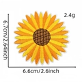 Detail view of yellow sunflower embroidery patch with 6.7cm by 6.6cm size dimensions - Sunflower