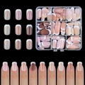 Set unghie finte french manicure sfumate nude e rosa con scatola organizzatore - Stile Francese 05