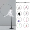8-piece cat wand toy set with suction cup base and assorted feather refills - Standard Suction Cup - White Feather + 8 Replacement Heads Set
