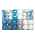 Weihnachtskugeln Set in Blau und Silber mit mattem, glitzerndem und hohlem Design - 100 Stk (Silber/Blau/Weiß)