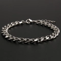 Poliertes silbernes Gliederkettenarmband aus Edelstahl mit Karabinerverschluss - Stahlfarbe 8mm Breite 18+5cm Länge