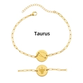 Detail view of Taurus zodiac constellation charm on a gold plated stainless steel chain bracelet - Taurus (1 Piece/Pack)