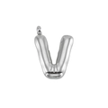Polished silver stainless steel pendant in a puffy bubble 3D design of the letter V - Silver Letter V