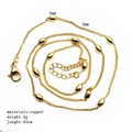 Gold copper beaded chain necklace 45cm with 4mm and 2mm oval beads and lobster clasp - Beaded Curb Chain