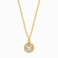 Luxurious gold stainless steel necklace featuring a halo zircon pendant with micro-inlay stones - Gold/White Stone (Round)