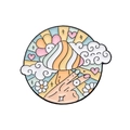 Pink cartoon enamel pin with creative mushroom, cloud, and daisy illustrations - Macaron Mushroom Cloud Gesture (XZ8834)