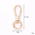 Golden zinc alloy swivel lobster clasp with D-ring 5.1x2cm for DIY bag accessories - Double-Ended Spring Ring Plate Buckle / Gold