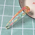 Detail shot showing 11.7cm length of colorful tie-dye acetate U-shaped hair pin - 15# (Thin) Yellow + Green Pearlescent U-Shaped Acetate Hair Fork
