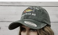Washed dark grey baseball cap with vintage fish embroidery and slogan for a casual look - One Size / Army Green