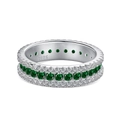 Elegant 925 sterling silver ring featuring a green gemstone and white zircon stones - US 6 / White Gold Green (DY120898-S-W-WG)