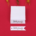 Etichette regalo di carta Merry Christmas bianche con corna di renna su sfondo rosso - Stile Decorazione Campana Corna (LH-298) / 100 Pezzi/Confezione
