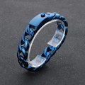 Blue plated 15mm wide Cuban link chain bracelet in polished titanium steel for men - Blue (KB190325-KJX)