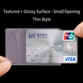 Transparent matte and glossy waterproof card sleeve with side opening for ID and bank cards - Linen + Glossy Texture - Small Opening - Thin