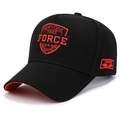 Cappellino da baseball nero in cotone con ricamo Force New York 1985 e visiera rossa - Regolabile / Nero (Ricamo Rosso)