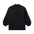 Detail of a black knit sweater featuring a high-neck design and dropped shoulders from behind - S / Black
