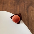Flocked cat ear hair clip in bright orange and dark brown for autumn winter hairstyles - Orange