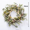 35cm Christmas wreath with deer antlers, pine cones and white berries for holiday decor - Diameter 35cm