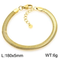 Minimalist golden stainless steel snake bone bracelet with 180mm length and 5mm width - Gold Bracelet (180x5mm) (KB208474-GC)