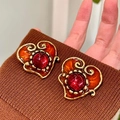 2511236 Vintage Heart Crystal Earrings (s925 Silver Needle)