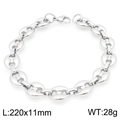 Silver stainless steel coffee bean link bracelet with 11mm width and 220mm length - Steel Color 220*11mm (KB206645-ZCG)