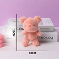Cute pink plush bear keychain with soft faux fur texture, height 15cm for bag charms - Pink / No Pendant