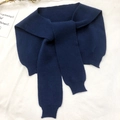 Donkerblauwe gebreide omslagdoek voor dames met geribbelde details voor mode-styling - Marineblauw