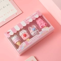 Radiergummi-Set Eiskrem-Party mit Hasen- und Eisformen in rosa Geschenkbox - Nachtisch Kaninchen - Rosa