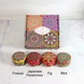 Mandala patterns 4-pack scented soy candles set with freesia and mint fragrances - Ethnic Style D (Freesia/Japanese Persimmon/Fig/Mint)