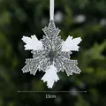 Fiocco di neve acrilico trasparente da 13cm con glitter e nastro bianco per albero di Natale - 13cm Fiocco di Neve Trasparente Stile A