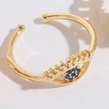 Verstellbarer 14K vergoldeter Ring mit blauem Augen-Charm und Wimperndetail - Zirkonia Böser Blick (JZ0139-3)