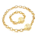 Set punk dorato con collana e bracciale e ciondoli traforati Albero della Vita - Set Albero della Vita Oro (KS137154-Z)