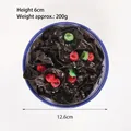 Modelo de comida realista de hongo negro en un tazón de porcelana azul de 12,6 cm - Hongo Negro