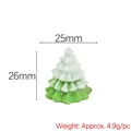 Mini resin Christmas tree figurine for DIY crafts, snow-capped green 26mm ornament - Dark Green and White Christmas Tree