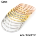 Set of 12 stackable 3mm bangles in gold, silver, and rose gold plated titanium steel - 12Pcs Set-Tri-color Mix (KB188753-GC)