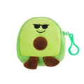 Detail of cute 3D avocado plush coin purse with zipper and green plastic hook - Green-Sunglasses
