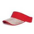 Women's summer red sun visor hat with rhinestone brim for outdoor protection - Red